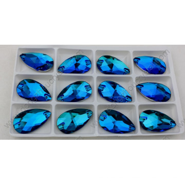 Coudre sur 13X18mm Dz-3065 Drop Blue Coudre sur Crystal Glass Stone Flatback Crystal Rhinestone